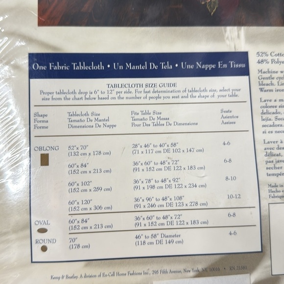 Kemp & Beatley Shiraz 60 x 84 Oblong Fabric Tablecloth - Picture 6 of 8